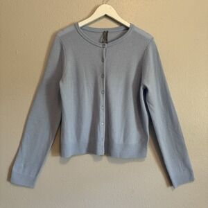 Anthropologie 100% Cashmere Cardigan Soft Blue Lagenlook Coastal Chic L